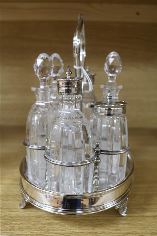 A silver plated cruet, Sheffield